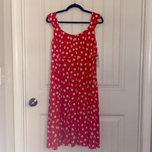 London Times Orange and White Polka Dot Dress